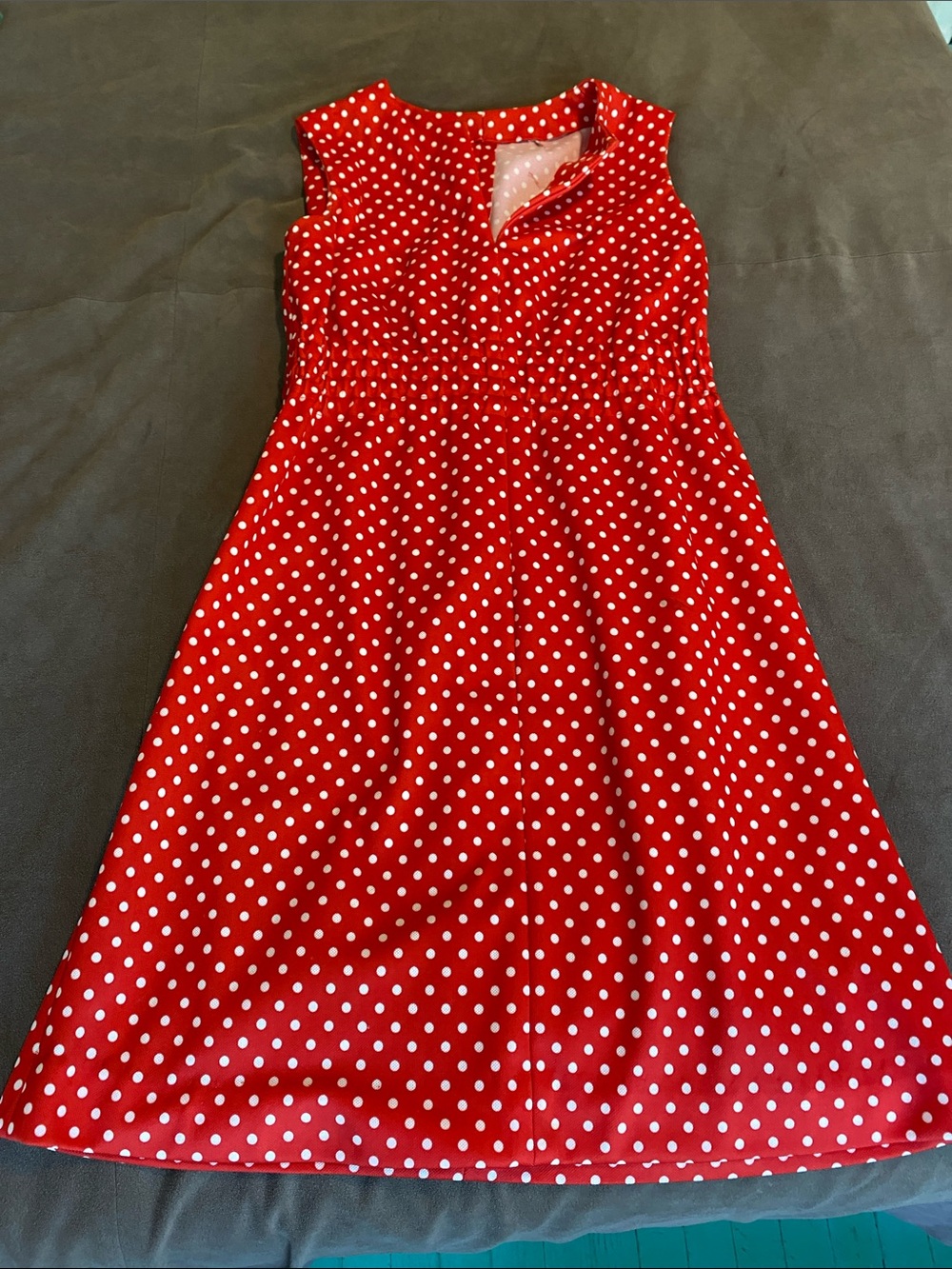 VTG Handmade Red Polka Dot A-Line Shift Dress Coquette Retro 1960s 1970s Style